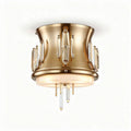 Brass flush mount ceiling light fixture with crystal accents 20 x 20 x 10cm