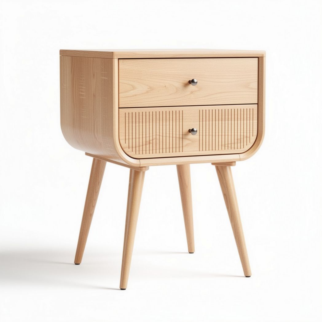 Wooden nightstand with two drawers and natural finish 40 x 40 x 50cm
