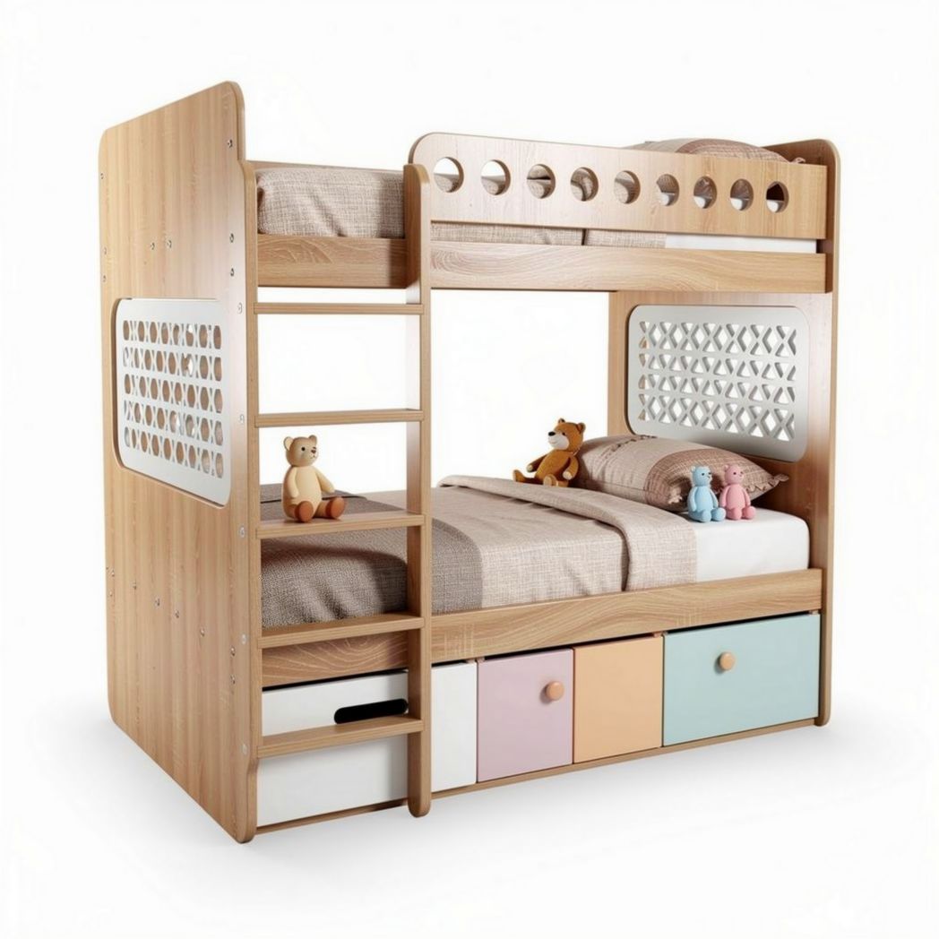 Wooden bunk bed with storage drawers suitable for children’s bedrooms 200 x 90 x 180cm