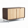 Wooden storage cabinet with sliding doors and metal legs 90 x 45 x 70cm