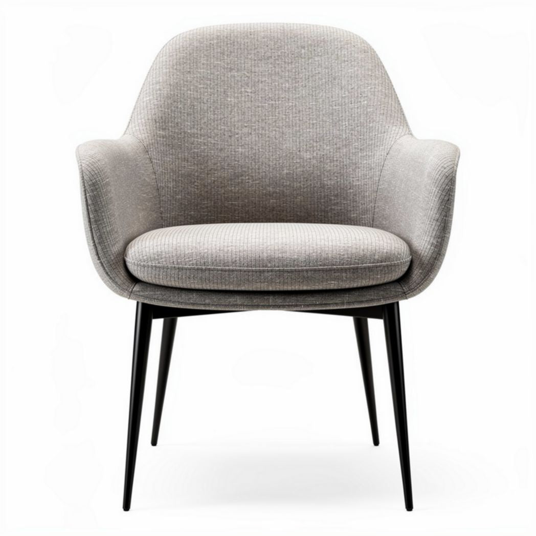 Fabric armchair with black metal legs in light grey color 70 x 70 x 80cm