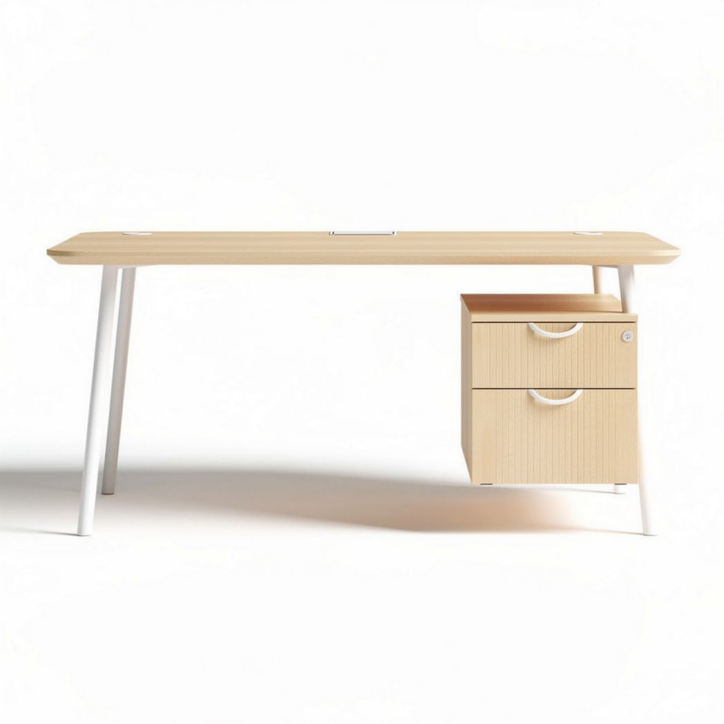 Wooden desk with storage drawer and metal legs 150 x 75 x 75cm