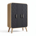 Honeycomb pattern wardrobe cabinet with wooden frame and legs 80 x 40 x 120cm