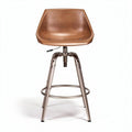 Adjustable height bar stool with brown molded seat and metal base 45 x 45 x 100cm