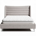 Upholstered king bed frame with tufted headboard and mattress included