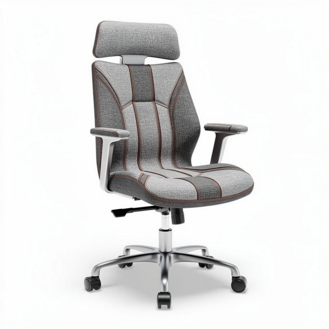 Mesh ergonomic office chair with adjustable headrest and armrests grey 50 x 60 x 100cm