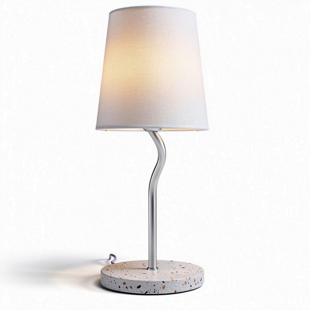 Concrete base table lamp with fabric shade and modern design 25 x 25 x 50cm