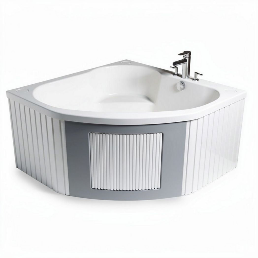 Corner bathtub with built-in faucet and white acrylic surface 150 x 150 x 60cm